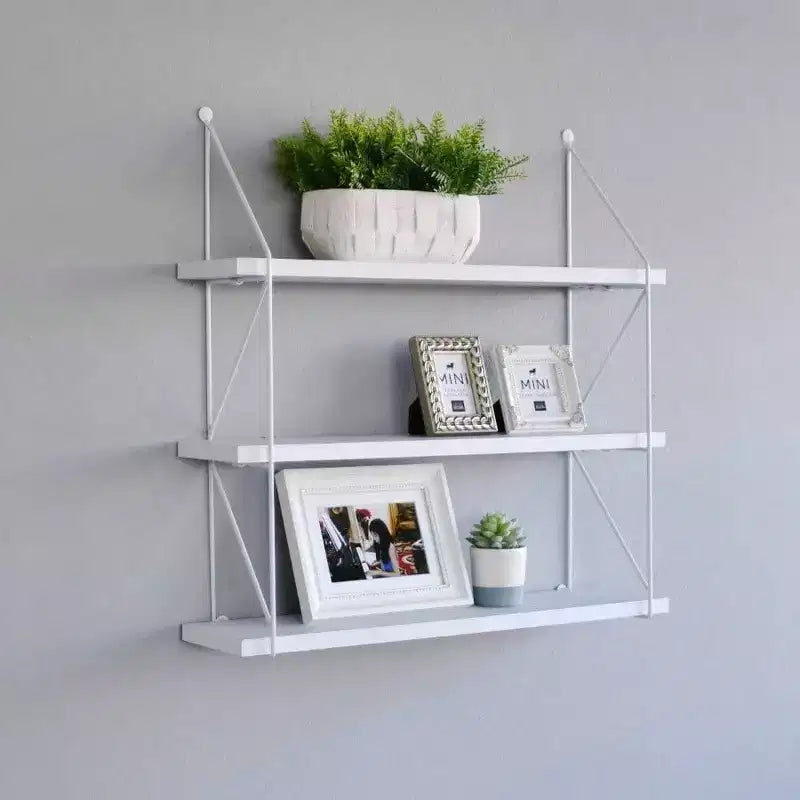 Scaffale da parete a 3 ripiani, Bianco, Organizzatore moderno per ufficio