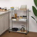 Carrello da cucina in acciaio laminato con ruote e scaffale regolabile
