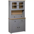 vidaXL Cabinet Wooden Display Case Storage Cabinet Solid Pine Panama Range