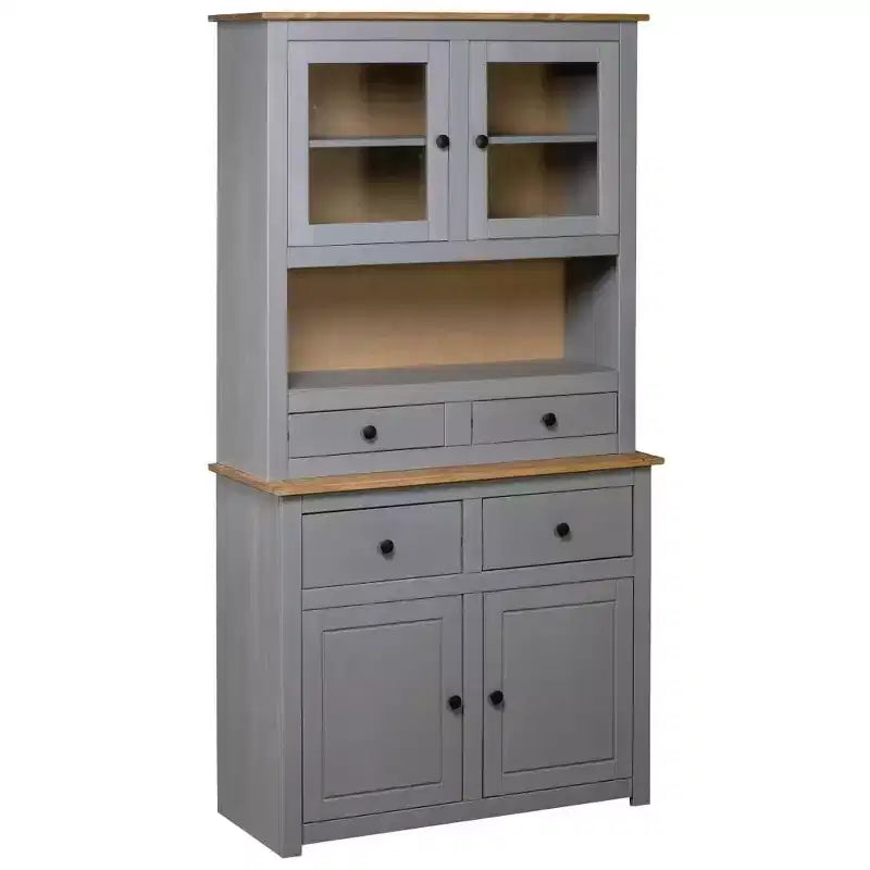 vidaXL Cabinet Wooden Display Case Storage Cabinet Solid Pine Panama Range