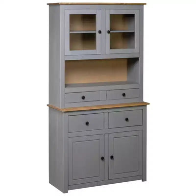 vidaXL Cabinet Wooden Display Case Storage Cabinet Solid Pine Panama Range