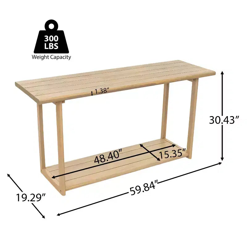 Consolle rettangolare moderna da 152 cm in legno di acacia
