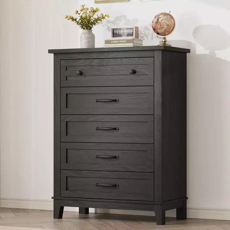 5 Drawer Dresser for Bedroom, 41.3 Tall Freestanding Wood Chest with Large Storage|Vertical Closet Organizer for Bedroom & Living Room