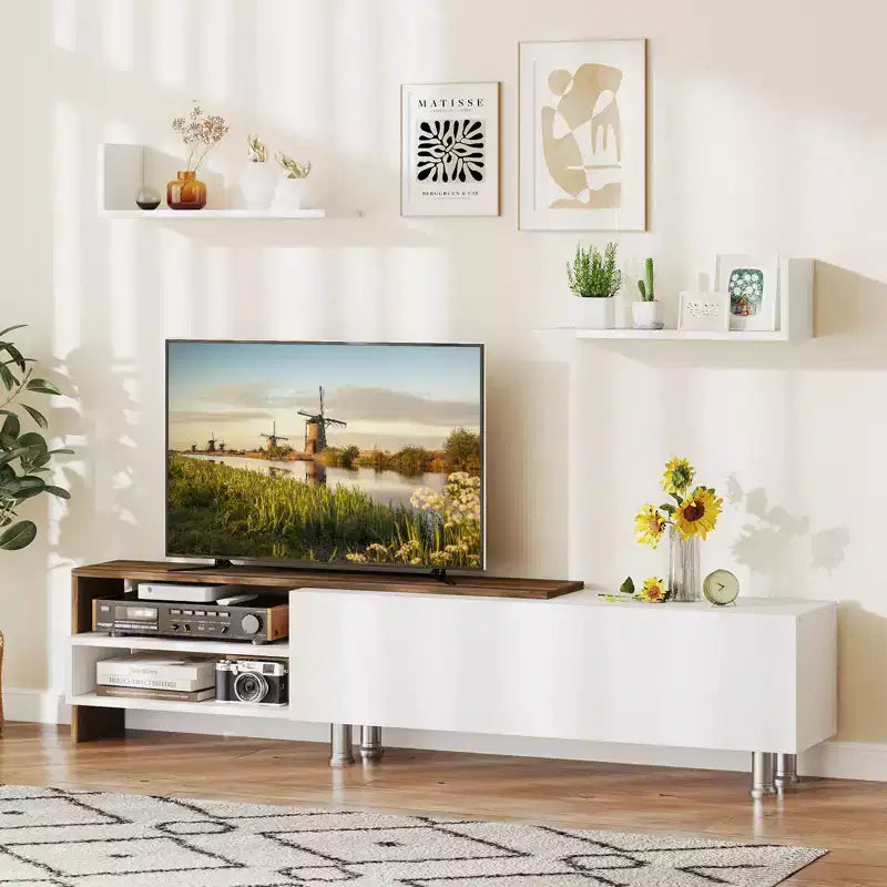 Mobile Porta TV Moderno con Centro di Intrattenimento per TV fino a 80 Pollici