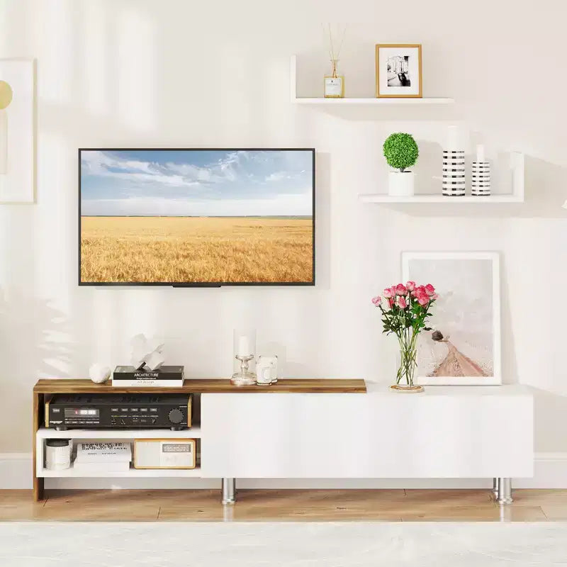 Mobile Porta TV Moderno con Centro di Intrattenimento per TV fino a 80 Pollici