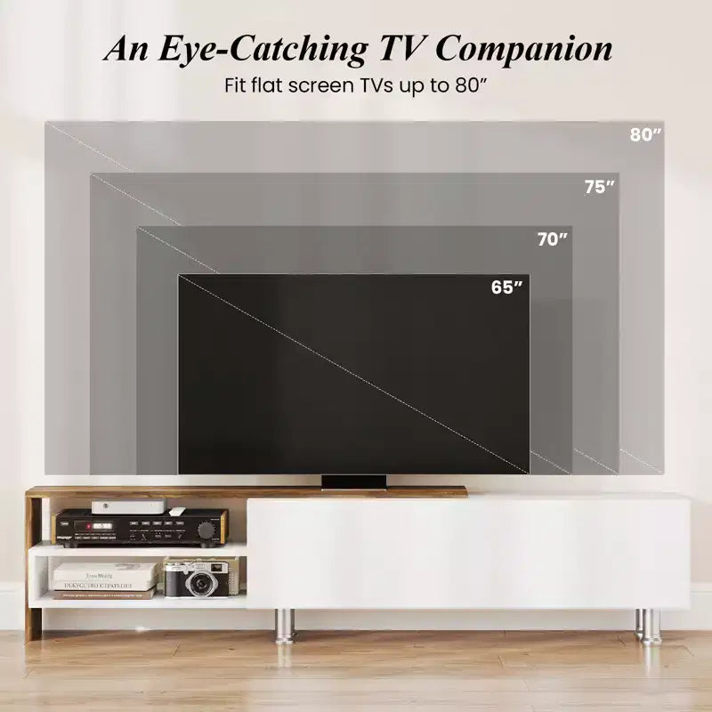 Mobile Porta TV Moderno con Centro di Intrattenimento per TV fino a 80 Pollici