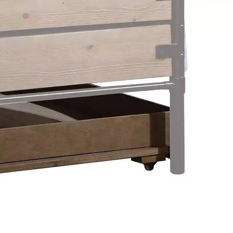Struttura letto a rotelle in legno, misura singola, con ruote piroettanti, marrone