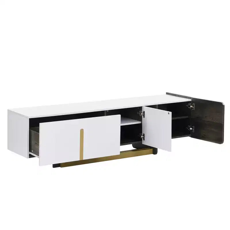 Mobile TV Moderno con Cassetti per TV fino a 70 Pollici, Struttura in MDF e Metallo, 169,4 cm L x 41,4 cm P x 50,5 cm A