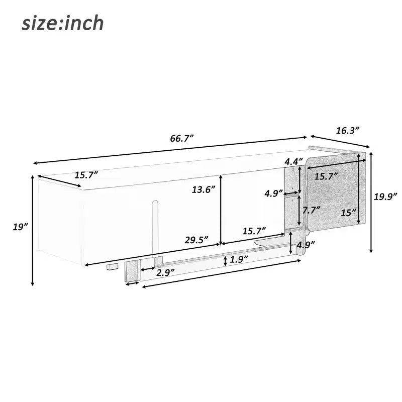 Mobile TV Moderno con Cassetti per TV fino a 70 Pollici, Struttura in MDF e Metallo, 169,4 cm L x 41,4 cm P x 50,5 cm A