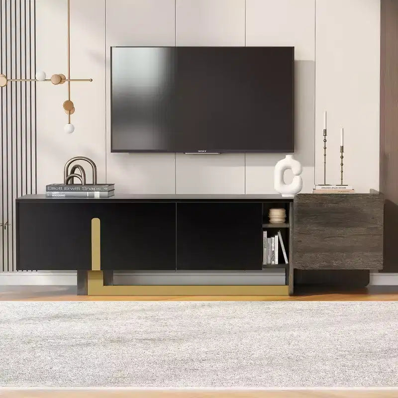 Mobile TV Moderno con Cassetti per TV fino a 70 Pollici, Struttura in MDF e Metallo, 169,4 cm L x 41,4 cm P x 50,5 cm A