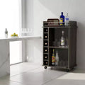 Homy Casa Bar Cart with Two Shelves and Six Bottle Rack for Dining Room or Living Space, Brown