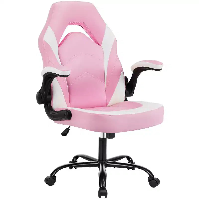 Sedia Girevole a Croce in Pelle PU con Ruote, Schienale a S e Supporto Lombare, 64,3 cm L x 70,4 cm P x 115,8 cm H