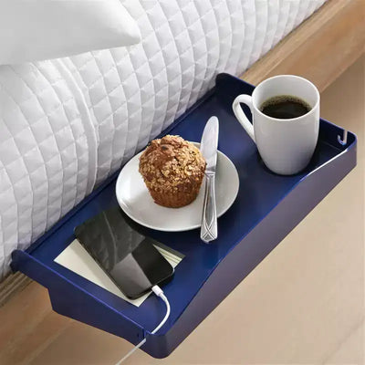 Modern Innovations Bedside Shelf with Cord and Cup Holder (Navy)