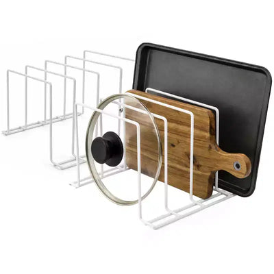 Stock Your Home Steel Baking Pan Organizer Rack for Cabinet or Counter -White (2 Pack)
