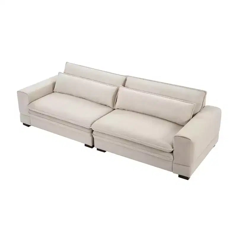 Divano a 4 posti imbottito moderno di metà secolo, in tessuto di poliestere, con telaio in legno, 266 cm L x 102 cm P x 78 cm A