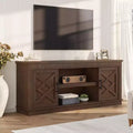 Farmhouse TV Stand for 70/75 in TVs, 65 in Long Entertainment Center w/ 2 Door &Open Storage Shelf, Rustic Fluted Television Consoles Stands