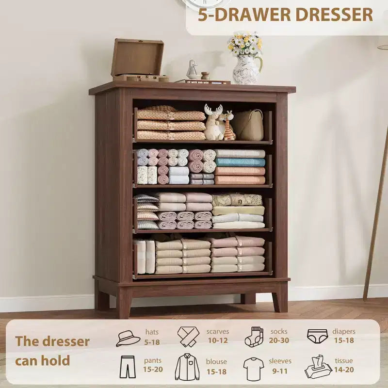 Cassettiera Alta a 4 Cassetti, Organizer Verticale Indipendente in Legno, 88,4 cm H