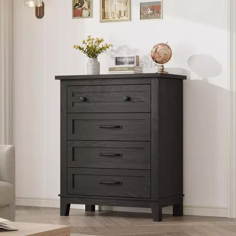 4-Drawer Dresser, 34.8 Tall Freestanding Wooden Chest with Large Storage - Space-Saving Organizer for Bedroom, Living Room & Closet