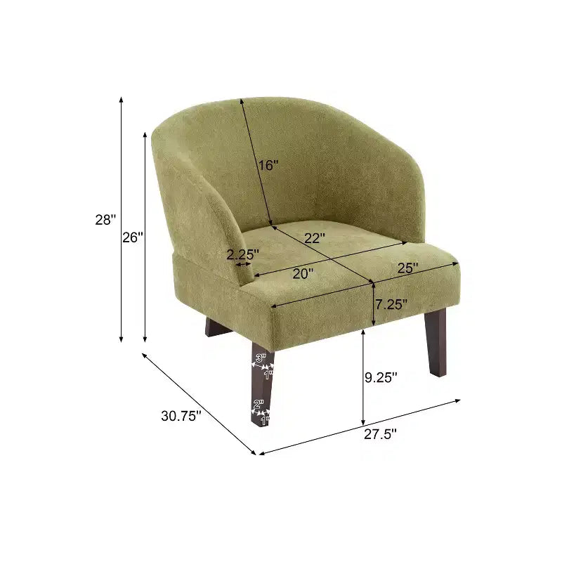 Poltrona imbottita con schienale rotondo e gambe in legno, tessuto in poliestere, 69,85 cm L x 78,1 cm P x 71,12 cm H