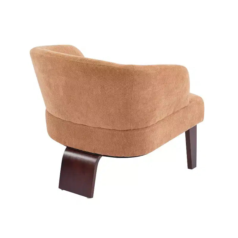 Poltrona imbottita con schienale rotondo e gambe in legno, tessuto in poliestere, 69,85 cm L x 78,1 cm P x 71,12 cm H