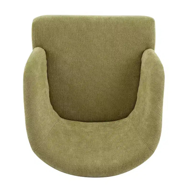 Poltrona imbottita con schienale rotondo e gambe in legno, tessuto in poliestere, 69,85 cm L x 78,1 cm P x 71,12 cm H