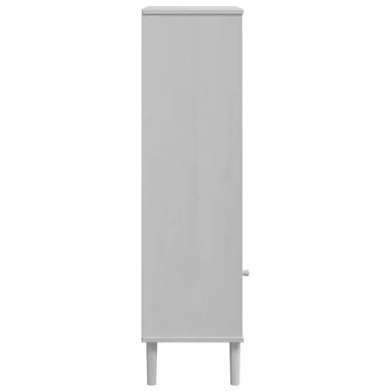 Libreria con ante effetto rattan e struttura in pino massiccio, 3 ripiani, 60 cm L x 35 cm P x 130 cm H