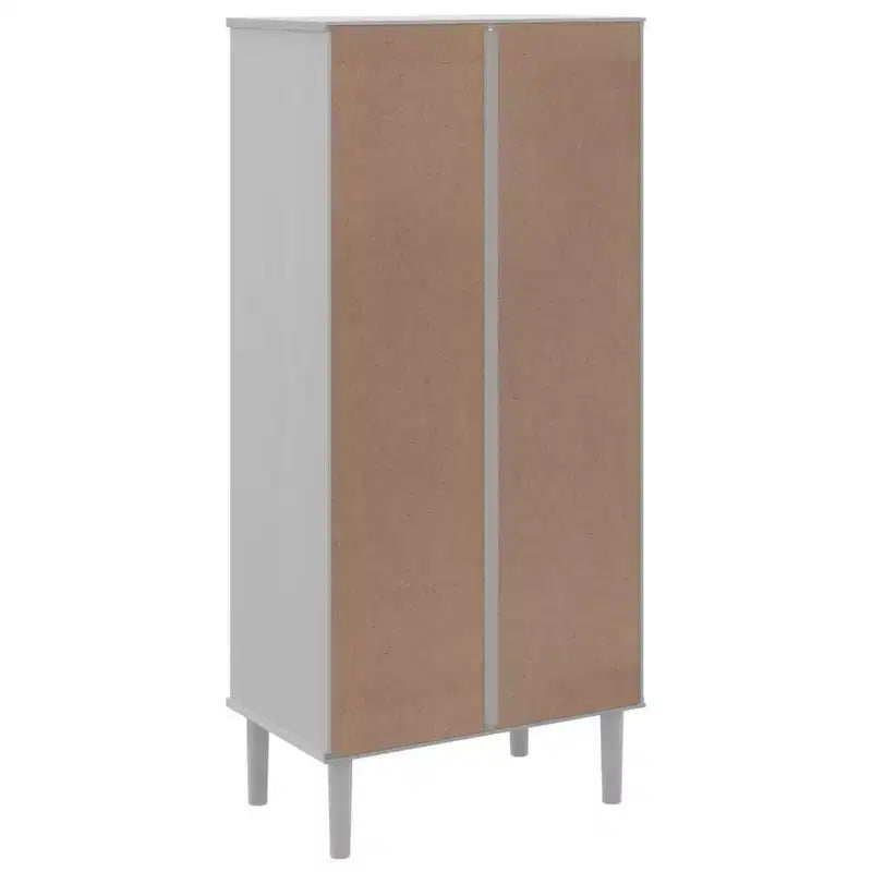 Libreria con ante effetto rattan e struttura in pino massiccio, 3 ripiani, 60 cm L x 35 cm P x 130 cm H