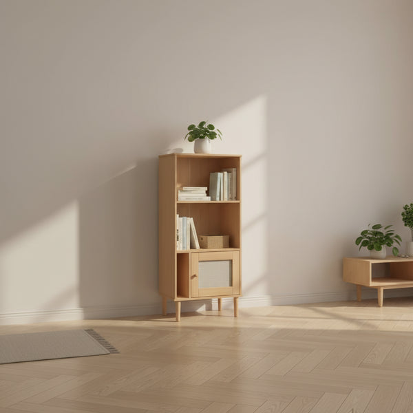 vidaXL Bookcase Bookshelf Storage Cabinet SENJA Rattan Look Solid Wood Pine