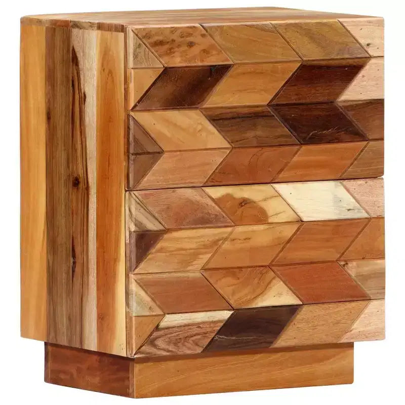 Comodino con 2 cassetti, legno massello di recupero, 40 cm L x 30 cm P x 50 cm H