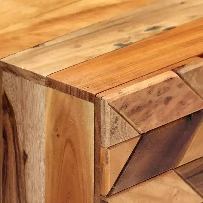 Comodino con 2 cassetti, legno massello di recupero, 40 cm L x 30 cm P x 50 cm H